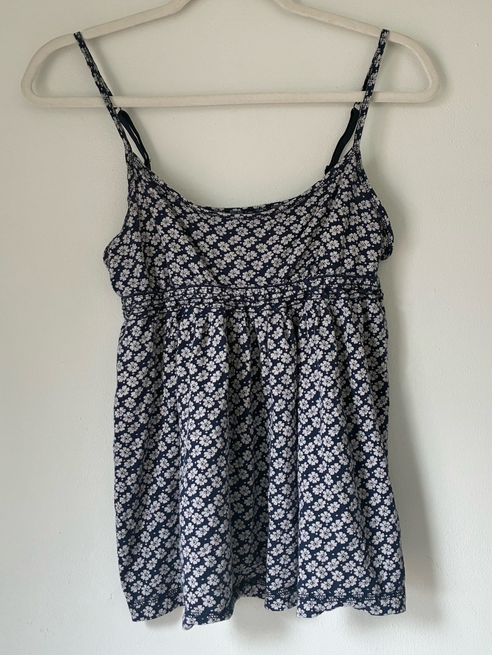 Aerie Floral Navy & White Babydoll Tank Top